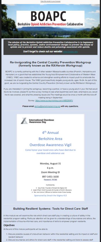 Screenshot of BOAPC September Newsletter